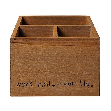 American Art Décor Work Hard Dream Big 3-Cubby Desk Organizer Table Decor