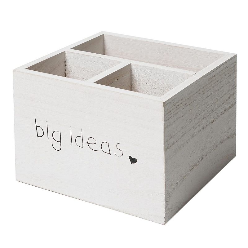 American Art Decor Big Ideas 3-Cubby Desk Organizer Table Decor, White