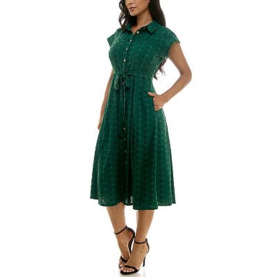 nina leonard shirt dress Women's Nina Leonard Collared Button Front Shirt Dress