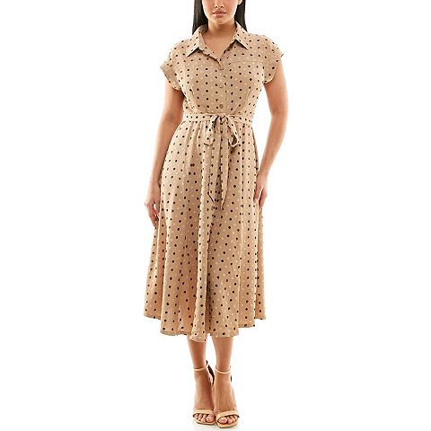 Женские платья Nina Leonard Women's Nina Leonard Collared Button Front Shirt Dress