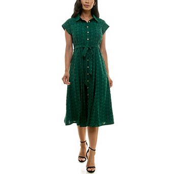 Women's Nina Leonard Collared Button Front Shirt Dress