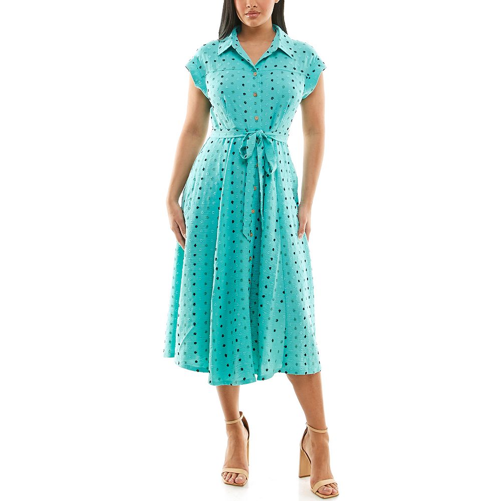 Women's Nina Leonard Collared Button Front Shirt Dress