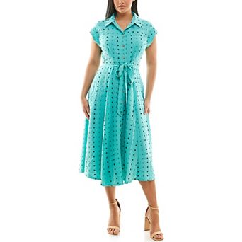 Women's Nina Leonard Collared Button Front Shirt Dress