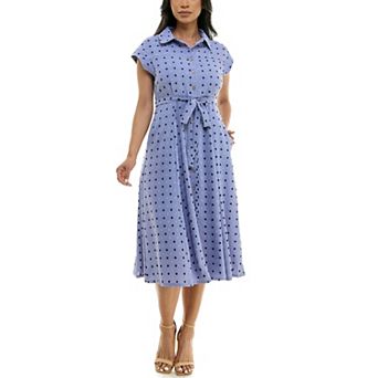 Women's Nina Leonard Collared Button Front Shirt Dress