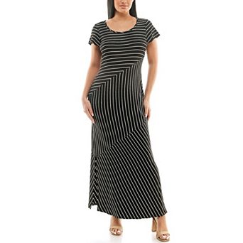 Women's Nina Leonard Scoopneck Stripe Maxi Dress