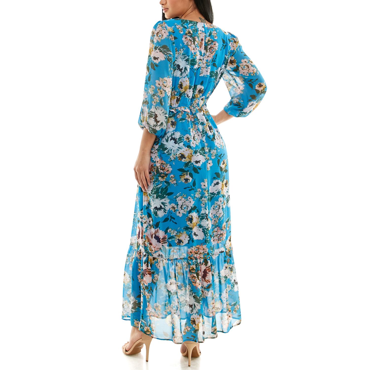Женское платье Nina Leonard Chiffon Printed Maxi, цвет: Чёрный — фото 2