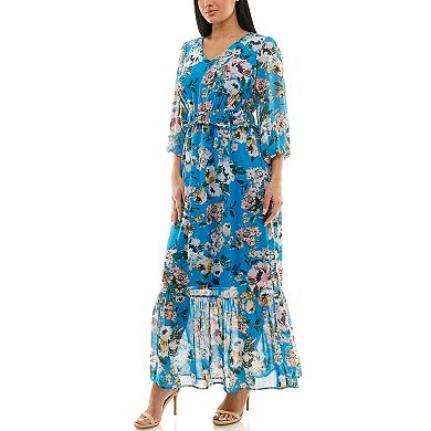 Women's Nina Leonard Chiffon Printed Maxi Dress