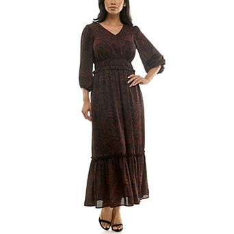 Women's Nina Leonard Chiffon Printed Maxi Dress
