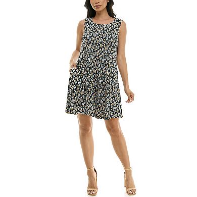 Women's Nina Leonard Sleeveless Trapeze Dress