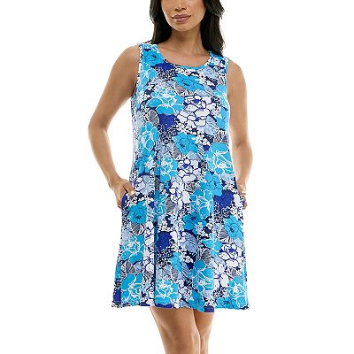 Nina Leonard Women's Sleeveless Trapeze Dress with Pockets, Medium