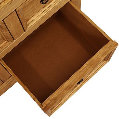 Sunnydaze 9-Drawer Solid Pine Chest - Light Brown - 39.75 in