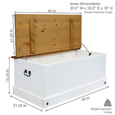 Sunnydaze Solid Pine Trunk with Handles - Gray - 39.5" W