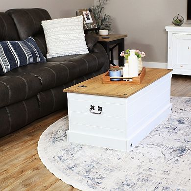 Sunnydaze Solid Pine Trunk with Handles - Gray - 39.5" W