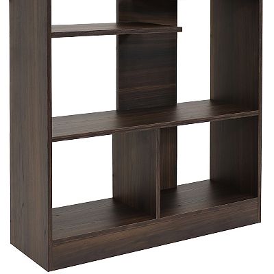 【送料無料】Collection Shelf / BROWN Sunnydaze Rosalee 9-Tier Open Bookshelf with Staggered Shelves