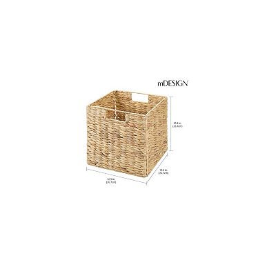 mDesign Hyacinth Woven Cube Bin Basket Organizer, Handles, 6 Pack, Gray Wash