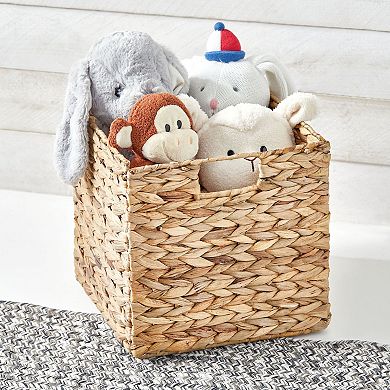 mDesign Hyacinth Woven Cube Bin Basket Organizer, Handles, 6 Pack, Gray Wash