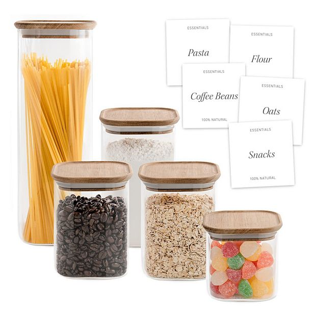 Set of 6 michin 32oz Kitchen Pantry Storage Glass Jars With Airtight Bamboo  Seal Lid Active 