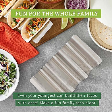 Chef Tacos Stainless Steel Taco Holder Set of 6 - Taco Holder Stand with Handles, Dishwasher Safe