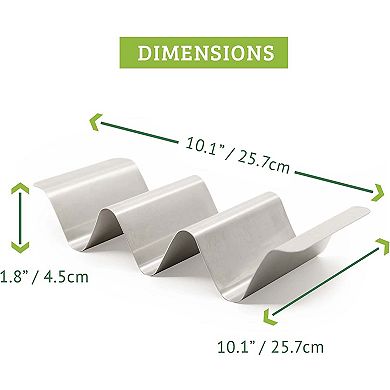 Chef Tacos Stainless Steel Taco Holder Set of 6 - Taco Holder Stand with Handles, Dishwasher Safe