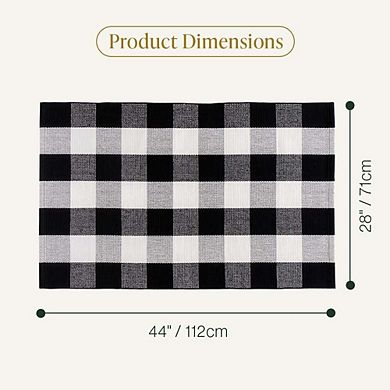 B&b Buffalo Plaid Runner Rug, Washable, Black And White Checkered Rug (28" X 44")