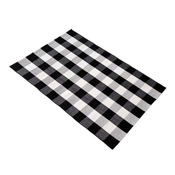 B&b Buffalo Plaid Runner Rug, Washable, Black And White Checkered Rug
