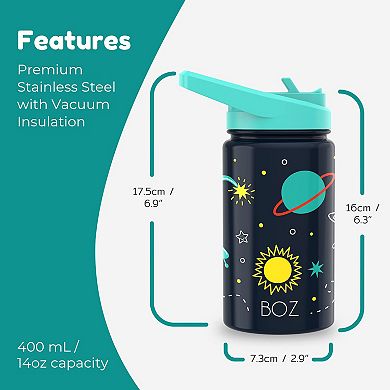 BOZ Kids Stainless Steel Insulated Water Bottle with Straw Lid