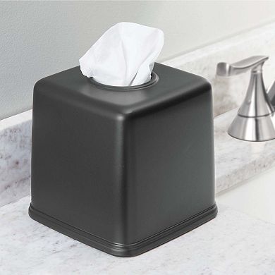 mDesign Plastic Square Facial Tissue Box Cover Holder for Bathroom - White