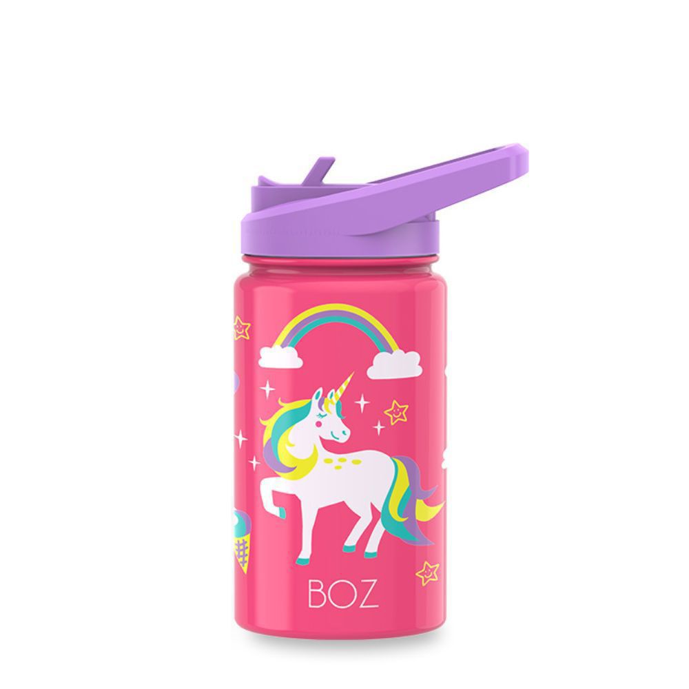 BOZ Kids Insulated Water Bottle with Straw Lid, Stainless Steel