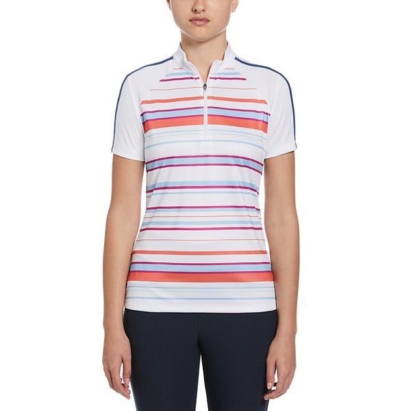 Women's Grand Slam Striped Mockneck Golf Shirt