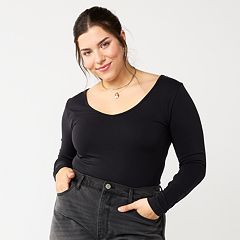 Womens Black SO Bodysuits Tops, Clothing