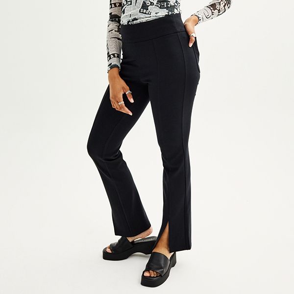 HUE Plus Women's Metallic Tuxedo Ponté-Knit Leggings, Black, 3X