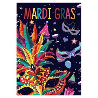 Northlight Mardi Gras Feathers Masks Garden Flag