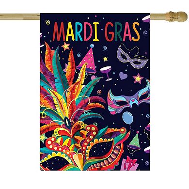 Northlight Mardi Gras Feathers Masks Garden Flag