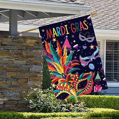 Northlight Mardi Gras Feathers Masks Garden Flag