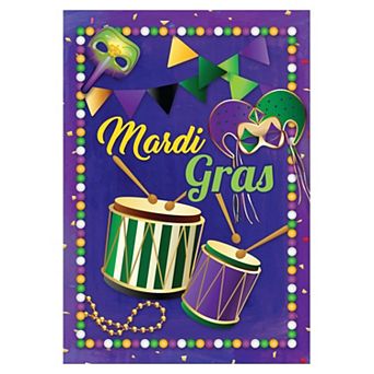 Northlight Mardi Gras Drums Masks Garden Flag