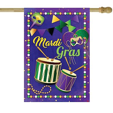 Northlight Mardi Gras Drums Masks Garden Flag