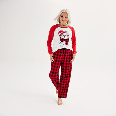 Women's Jammies For Your Families® Cozy Buffalo Plaid Grandma Frenchie Top & Bottoms Pajama Set by Cuddl Duds®