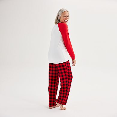 Women's Jammies For Your Families® Cozy Buffalo Plaid Grandma Frenchie Top & Bottoms Pajama Set by Cuddl Duds®