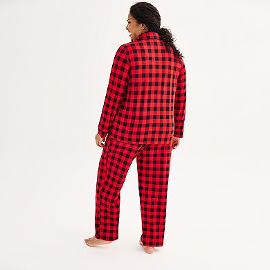 Plus Size Jammies For Your Families® Cozy Buffalo Plaid Frenchie Notch Set by Cuddl Duds®