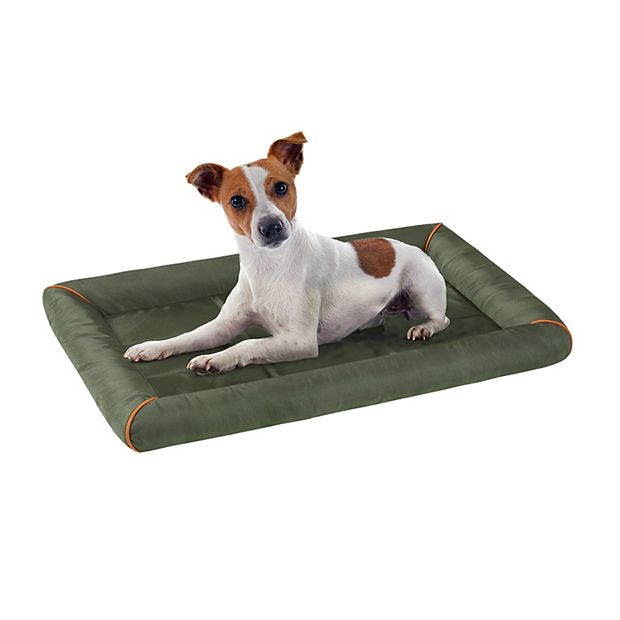 Friends Forever Bolster Dog Bed Rectangular Crate Pad, Med Green, Small