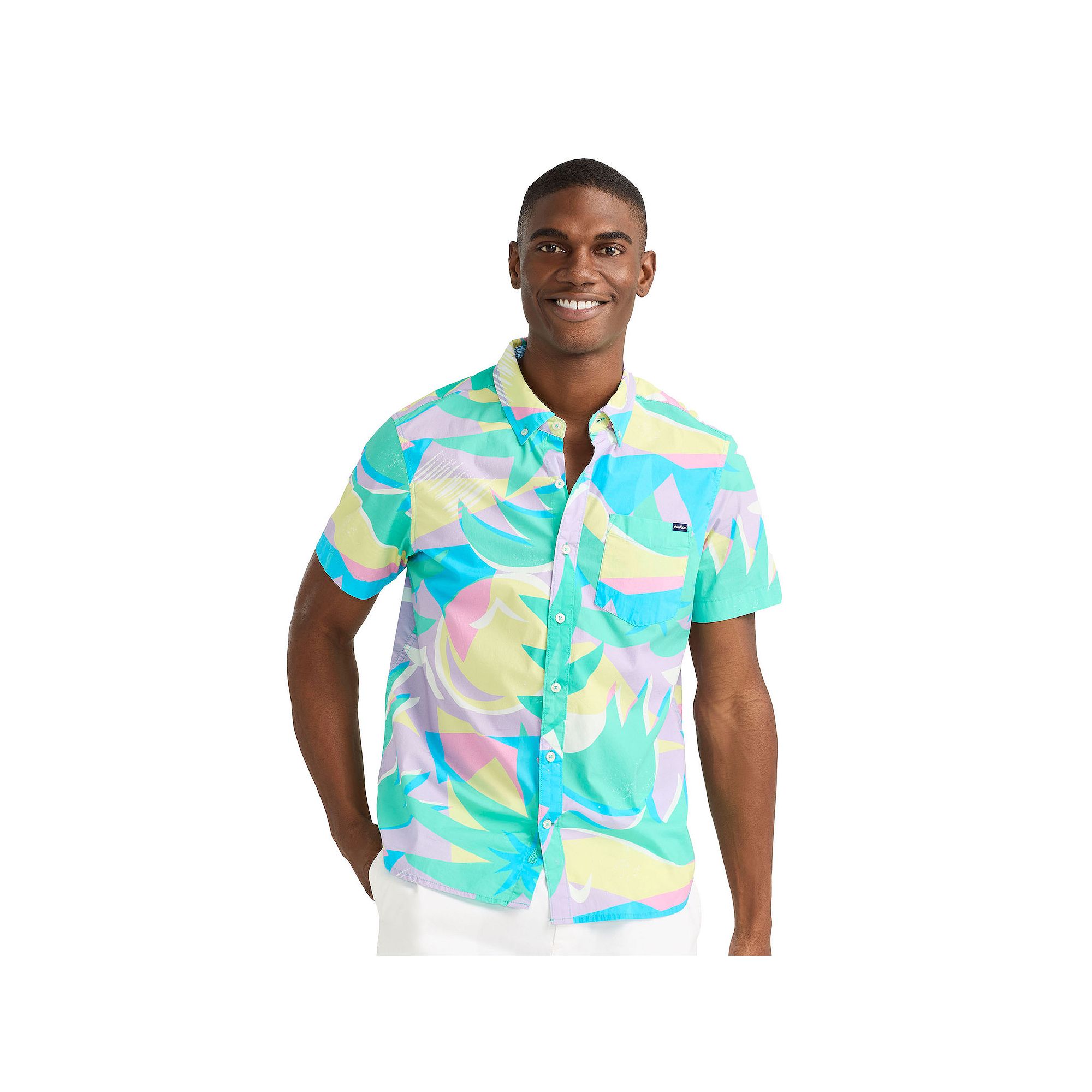 Mens Chubbies Short Sleeve Button Down Shirt, Size: Small, Pastel Purple