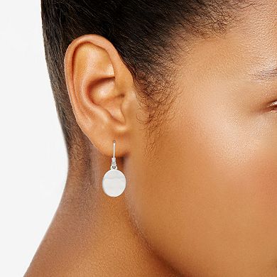 Nine West Silver Tone Hammered Medallion Drop Earrings