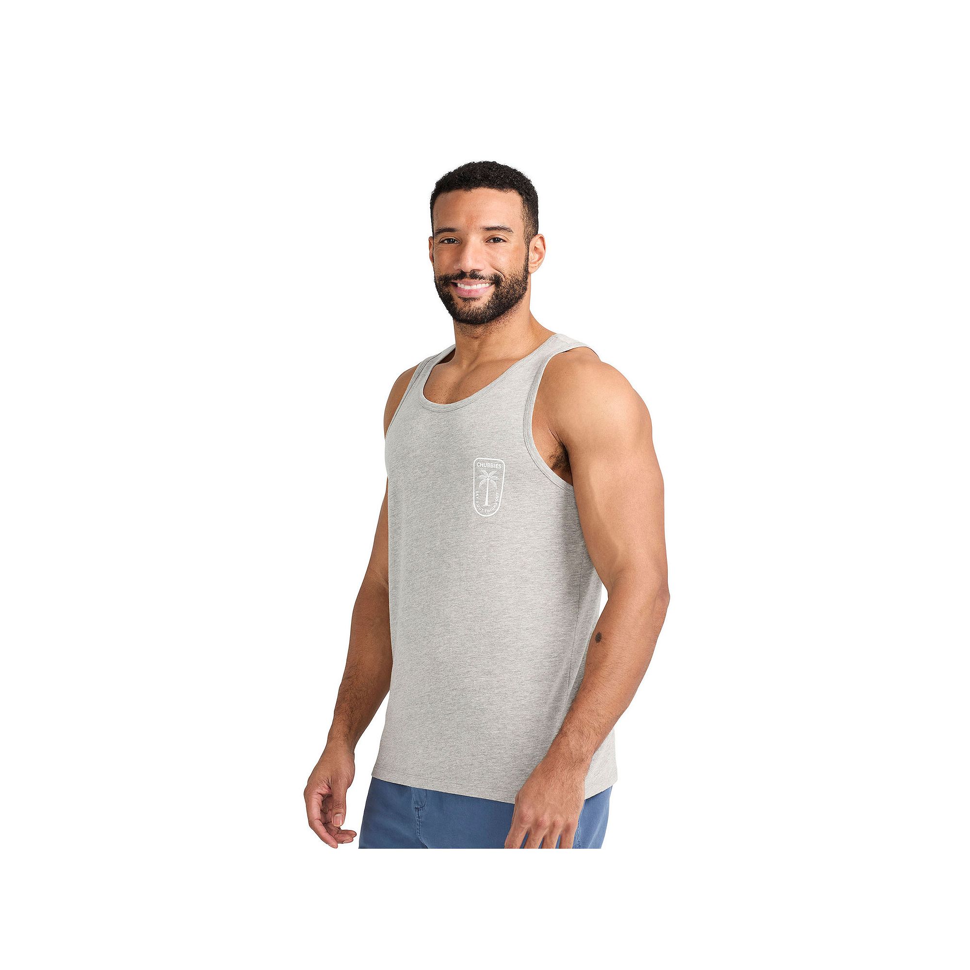 Mens Chubbies The Relaxer Tank Top, Size: Small, Blue Times Gray