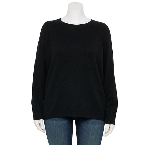Plus Size Sonoma Goods For Life® Raglan Sweater - Black (0X)