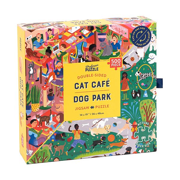 Professor Puzzle USA 500Piece Cat Café & Dog Park DoubleSided Jigsaw