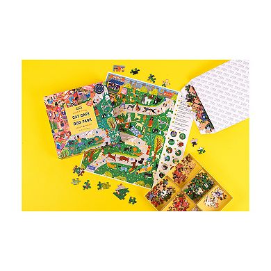 Professor Puzzle USA 500-Piece Cat Café & Dog Park Double-Sided Jigsaw Puzzle