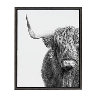 Kate and Laurel Highland Cow Sylvie Framed Wall Art