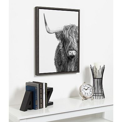 Kate and Laurel Highland Cow Sylvie Framed Wall Art