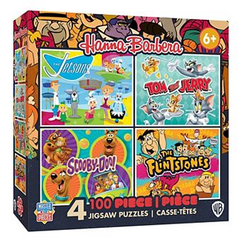 Masterpieces Puzzles Hanna Barbera Scooby Doo, The Jetsons, The Flinstones, & Tom & Jerry 4-Pack Puzzles