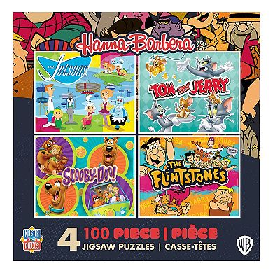 Masterpieces Puzzles Hanna Barbera Scooby Doo, The Jetsons, The Flinstones, & Tom & Jerry 4-Pack Puzzles